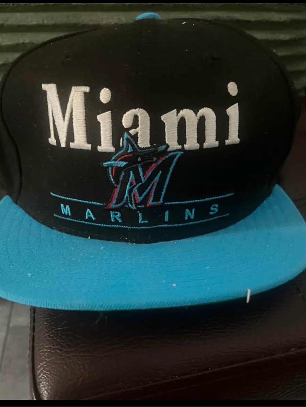 New Era Miami Marlins Black and Teal Snapback Cap